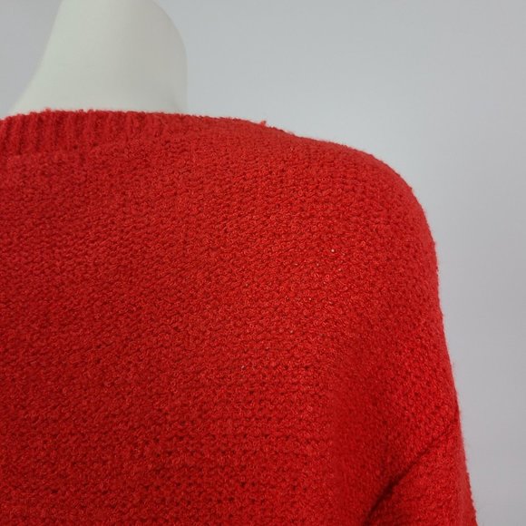 Grace & Lace Red Cotton Blend Knit Belle Sleeve Sweater Size S/M - Picture 8 of 14